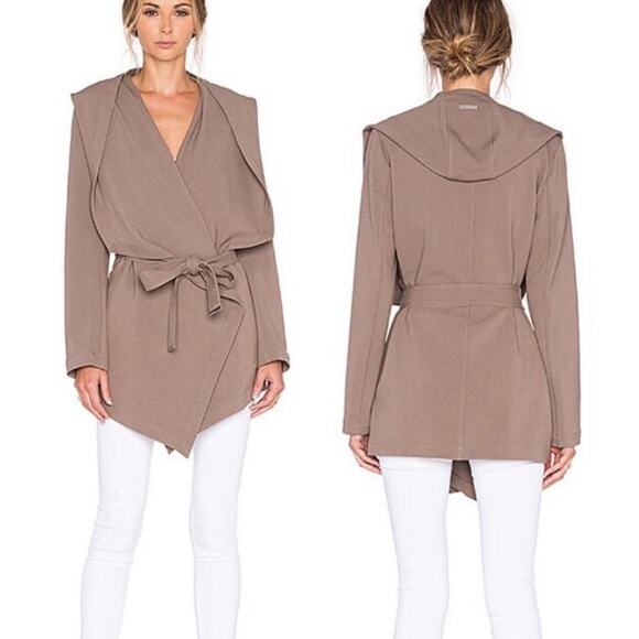 REVOLVE Soia & Kyo Sarie Draped Hooded Jacket Trench Coat Taupe XS Structured - Picture 16 of 16